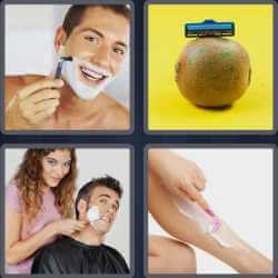 4 Pics 1 Word 5 Letters Shave