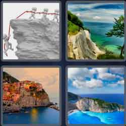 4 Pics 1 Word 5 Letters Cliff