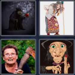 4 Pics 1 Word 5 Letters Crone