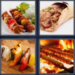 4 Pics 1 Word 5 Letters Kebab