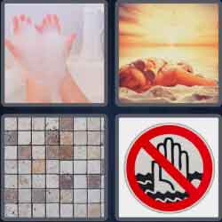 4 Pics 1 Word 7 Letters Bathing