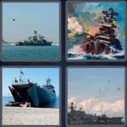 4 Pics 1 Word 7 Letters Warship